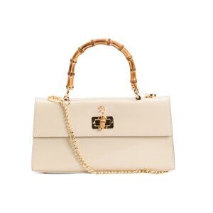 PRATESI Ivory Made In Italy Patent Leather East West Satchel
